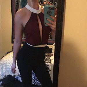 Tri-colored cut out Jumpsuit